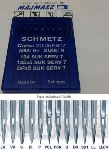 igły szwalnicze SCHMETZ135x17 SUK SERV7 do stębnówki ciężkie szycie średnia kulka