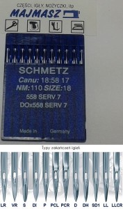 igły szwalnicze SCHMETZ 558 SERV7 do dziurkarki odzieżowej
