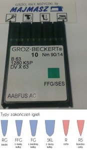 igły szwalnicze GROZ-BECKERT B63FFG/SES z kulką