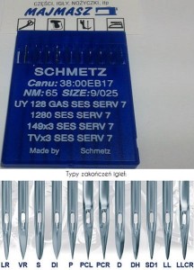 igły szwalnicze SCHMETZ UY128GAS SES SERV7 do renderki z kulką 