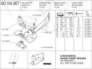 CF GO104X20H SET zestaw płytka, ząbki ,stopka, lamownik składający na pół łamany do CF 7250