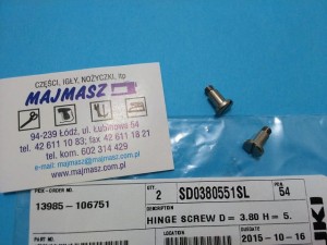 Część JUKI nr. kat. SD0380551SL / ŚRUBA, WKRĘT /  HINGE SCREW D= 3.80 H= 5.5