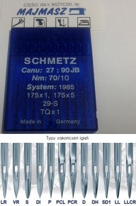 igły szwalnicze SCHMETZ TQx1 (1985) do guzikarki krótkie ostre