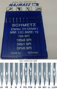 igły szwalnicze SCHMETZ 135x5 SPI do stębnówki ostre