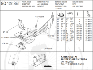 CF GO122 X 32SET zestaw płytka, ząbki ,stopka, lamownik składający na cztery łamany do Juki DDL5550, 9000
