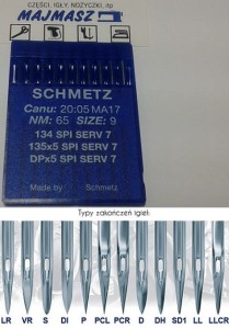 igły szwalnicze SCHMETZ 135x5 SPI SERV 7 do stębnówki  bardzo ostre