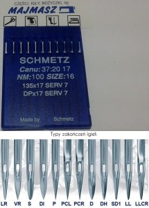 igły szwalnicze SCHMETZ 135x17 SERV7 do stębnówki ciężkie szycie ostre