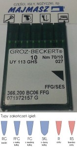 igły szwalnicze GROZ-BECKERT UY113GHS do wieloigłówek z kulką 