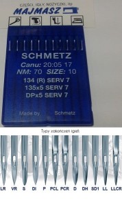 igły szwalnicze SCHMETZ 135x5 SERV 7 do stębnówki ostre