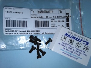 Część JUKI nr. kat. SS6090810TP / SCREW 9/64-40 L= 7,5, REPLACEMENT PART FOR SS-6090