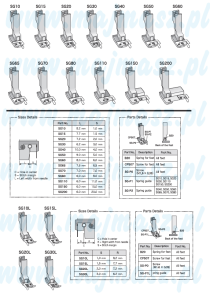 Oprzyrządowanie SUISEI nr kat. SG65 stopka z ogranicznikiem  / Spring Guide Hinged Foot