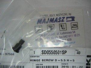 Część JUKI nr. kat. SD0550501SP / HINGE SCREW D=5.5 H=5