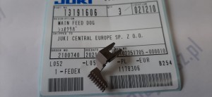 Część JUKI nr. kat. 13191606 / MAIN FEED DOG, REPALCEMENT PART FOR 118-82107