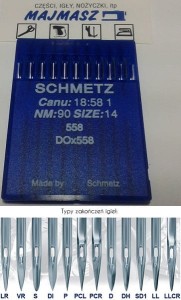 igły szwalnicze SCHMETZ 558 do dziurkarki odzieżowej ostre