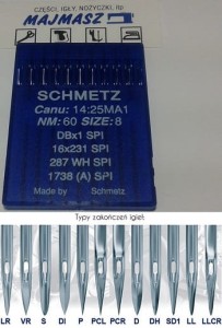igły szwalnicze SCHMETZ 16x231 do stębnówki ostre
