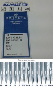 igły szwalnicze SCHMETZ TQx7 (2091)  do guzikarki ostre