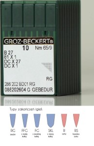 igły szwalnicze GROZ-BECKERT B27 GEBEDUR do owerloka ostre wzmocnione