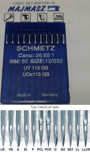 igły szwalnicze SCHMETZ UY113GS do wieloigłówek ostre