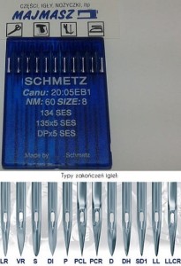 igły szwalnicze SCHMETZ 135x5 SES do stębnówki z kulką