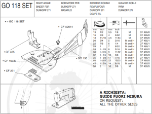 CF GO118 X 32SET zestaw płytka, ząbki ,stopka, lamownik składający na cztery łamany do Durkopp 271