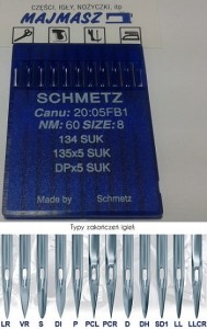 igły szwalnicze SCHMETZ 135x5 SUK do stębnówki średnia kulka