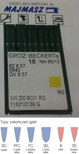 igły szwalnicze GROZ-BECKERT 62x57 GEBEDUR ostre