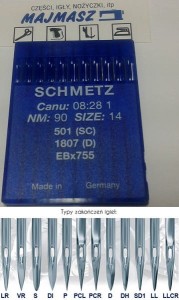 igły szwalnicze SCHMETZ 501SC do dziurkarki odzieżowej ostre