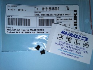 Część JUKI nr. kat. B1513816000 / NUT, FOR REAR PRESSER FOOT