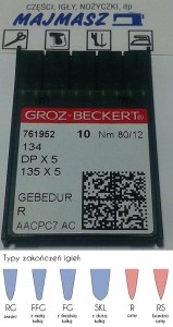 igły szwalnicze GROZ-BECKERT 135X5 GEBEDUR do stębnówki ostre wzmocnione