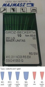 igły szwalnicze GROZ-BECKERT 251LG do podszywarki