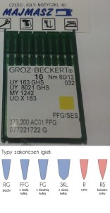 igły szwalnicze GROZ-BECKERT UY163GHS z kulką