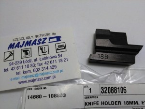 Część JUKI nr. kat. 32088106 /  KOWADEŁKO DO DZIURKARKI ODZIEŻOWEJ MEB / KNIFE HOLDER 18MM, EYELET B