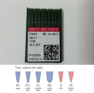 igły szwalnicze GROZ-BECKERT 16x231FFG/SES do stębnówki z kulką