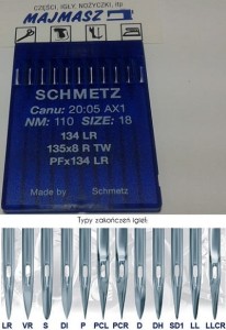 igły szwalnicze SCHMETZ 134LR do stębnówki do skór