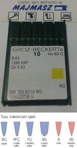 igły szwalnicze GROZ-BECKERT B63 ostre