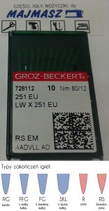 igły szwalnicze GROZ-BECKERT 251EU do podszywarki