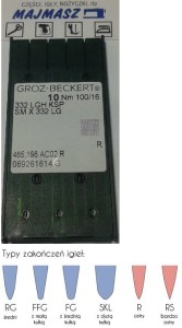 igły szwalnicze GROZ-BECKERT 332LGH KSP ostre