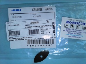 Część JUKI nr. kat. 40009035 / RUBBER CUSHION, REPLACEMENT PART FOR B1125-761-000
