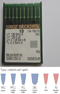 igły szwalnicze GROZ-BECKERT UY128SAN6 GEBEDUR do renderki ostre wzmocnione