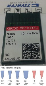 igły szwalnicze GROZ-BECKERT 1985 do guzikarki ostre