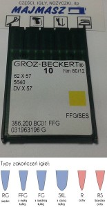 igły szwalnicze GROZ-BECKERT 62x57FFG/SES z kulką