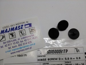 Część JUKI nr. kat. SD0500091TP / WKRĘT/HINGE SCREW D= 5.0 H= 0.9