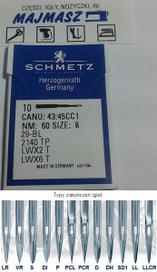 igły szwalnicze SCHMETZ 2140 TP (29-BL) do podszywarki ostre