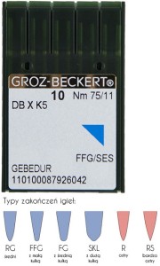 igły szwalnicze GROZ-BECKERT DBxK5FFG/SES GEBEDUR do hafciarek z kulką wzmocnione