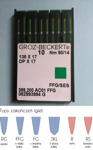 igły szwalnicze GROZ-BECKERT 135x17FFG/SES do stębnówki ciężkie szycie z kulką