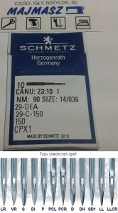 igły szwalnicze SCHMETZ 29-C-150 do ściegu fastrygowego ostra