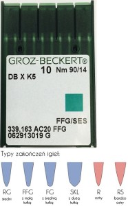 igły szwalnicze GROZ-BECKERT DBxK5 FFGSES do hafciarek z kulką