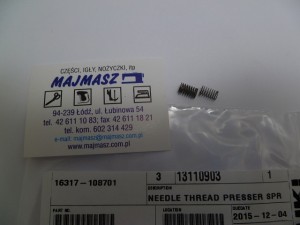 Część JUKI nr. kat. 13110903 / SPRĘŻYNKA NAPINACZA NITKI OWERLOK MO / NEEDLE THREAD PRESSER SPRING