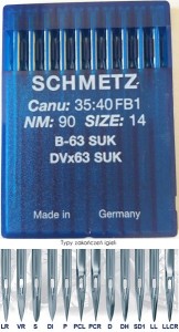 igły szwalnicze SCHMETZ B63 SUK średnia kulka