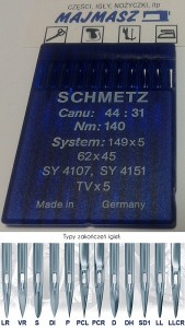 igły szwalnicze SCHMETZ 149x5 do ramienówki ostre